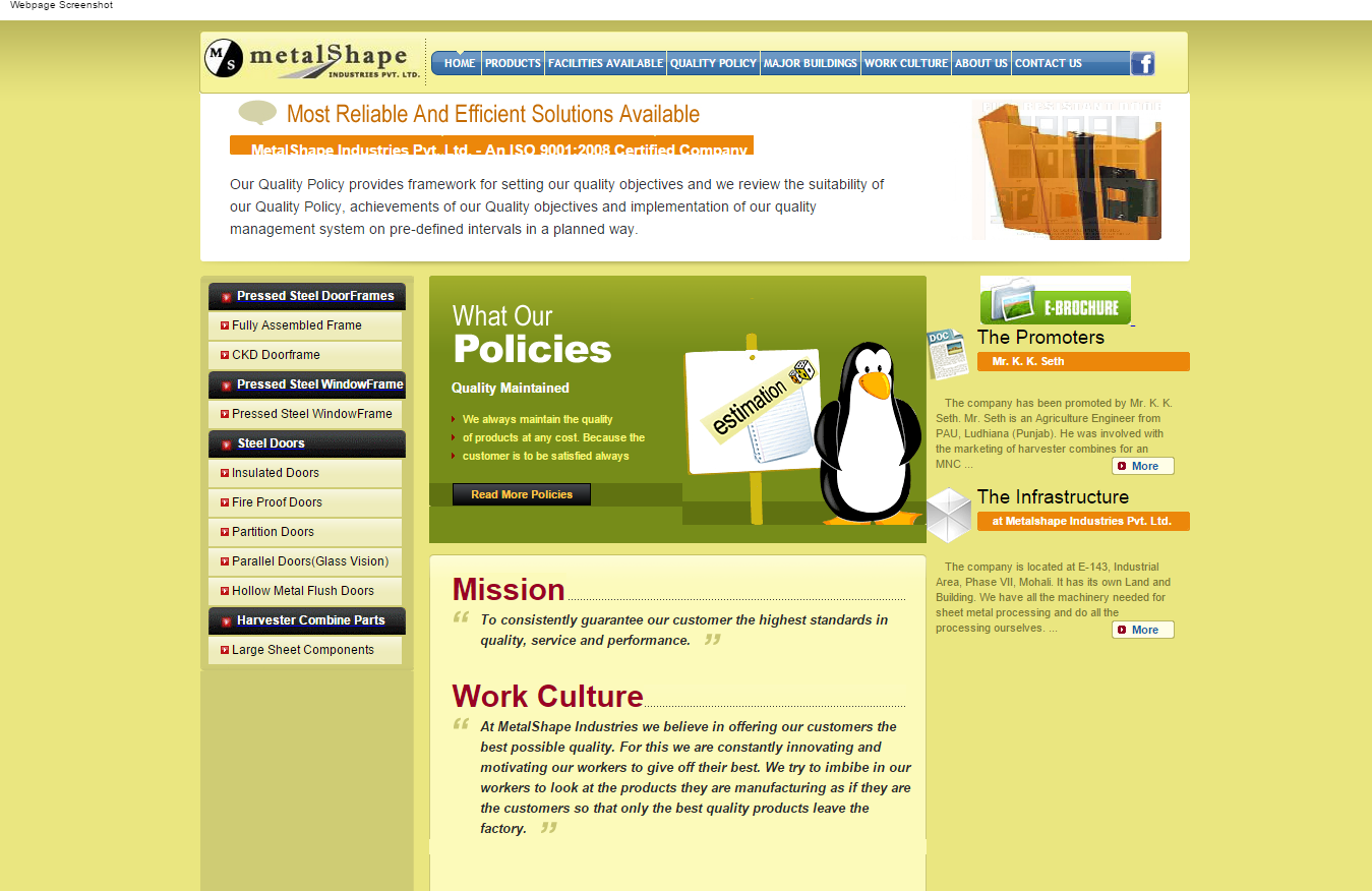 Metalshape Industries Pvt. Ltd. Mohali - ISO 9001 2008